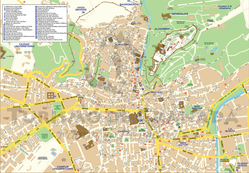 Mapa ciudad de Granada
